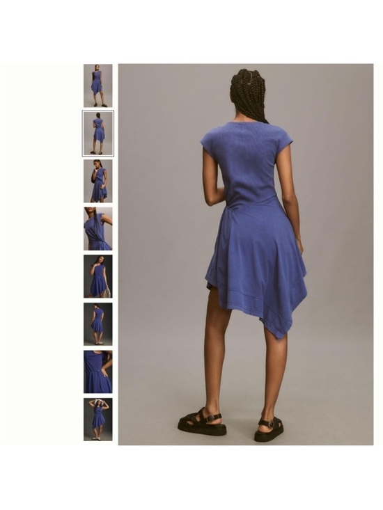 Anthropologie - Women’s Short Sleeve Asymmetrical Midi Dress - Picture 9 of 9